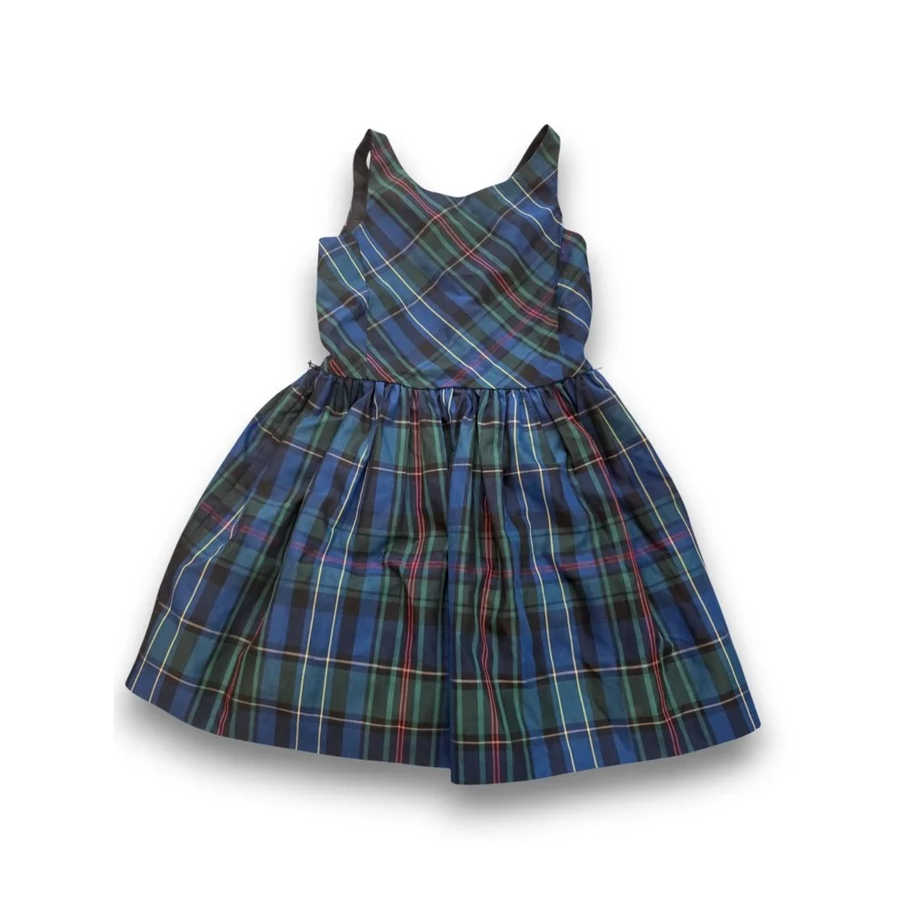 Polo Ralph Lauren Blue Green Sleeveless Dress Lined Girls 7